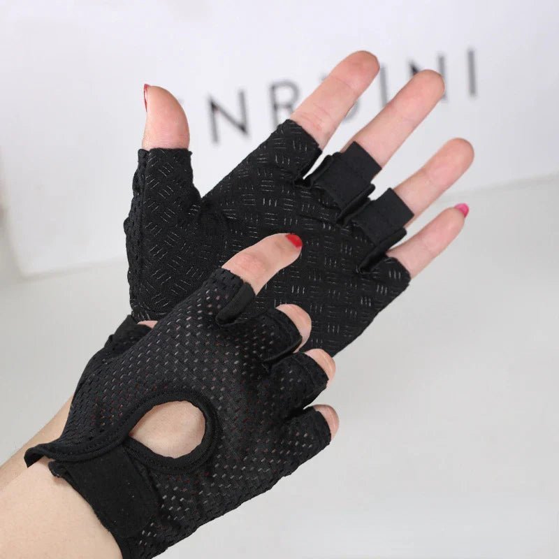 Gants d`haltérophilie demi doigts - Noir - Corps d`acier